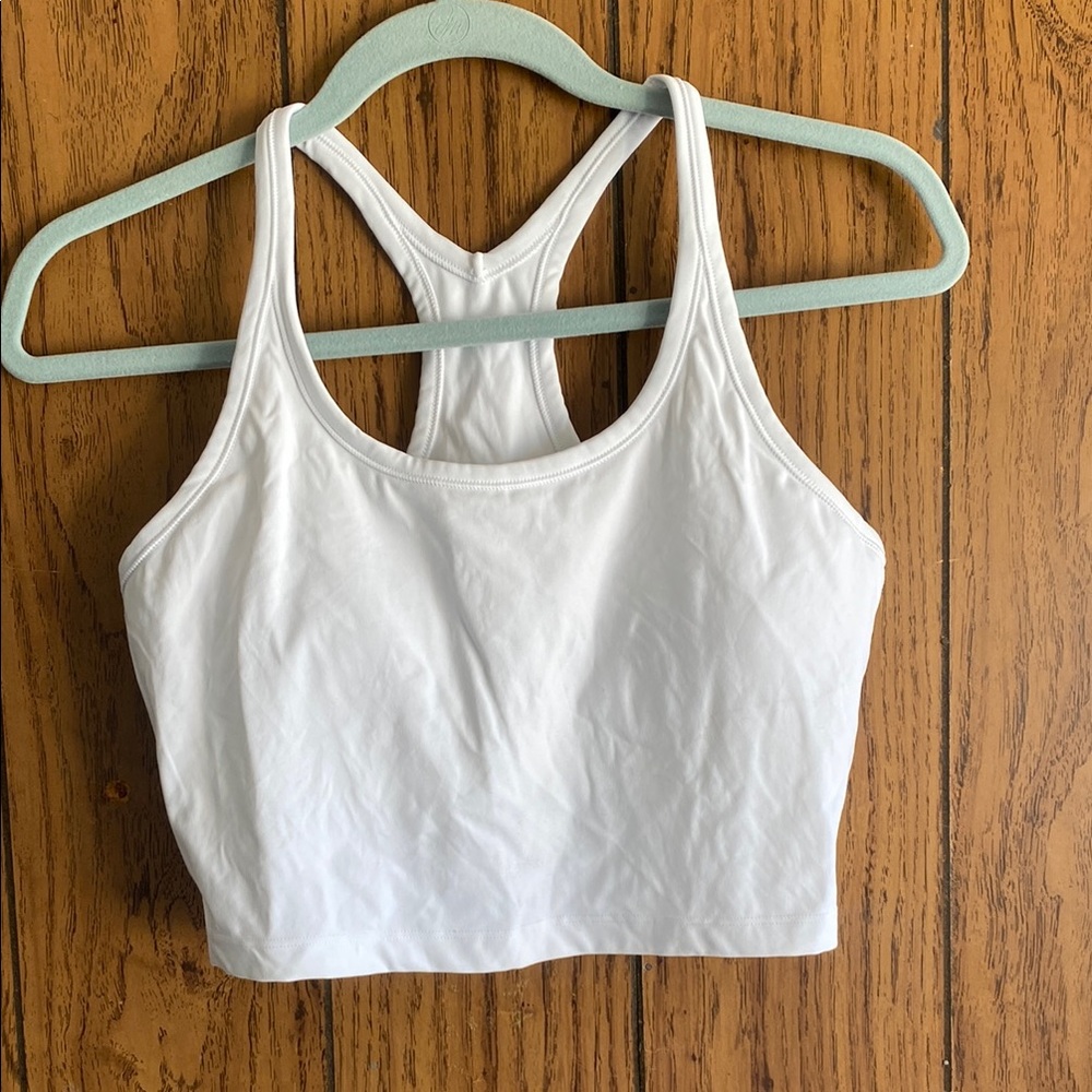Lululemon Athletica White Sleeveless Fitted Crop Top